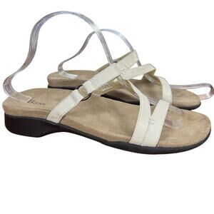 Bass Noelle Womens White Leather Slides Slip On Comfort Sandals Shoes sz 10 M